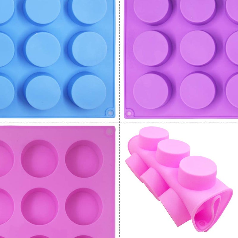 SENHAI 3 Pcs 15 Holes Cylinder Silicone Molds for Making Chocolate Candy Soap Muffin Brownie Cake Pudding Baking - Purple Blue Pink - Image 5